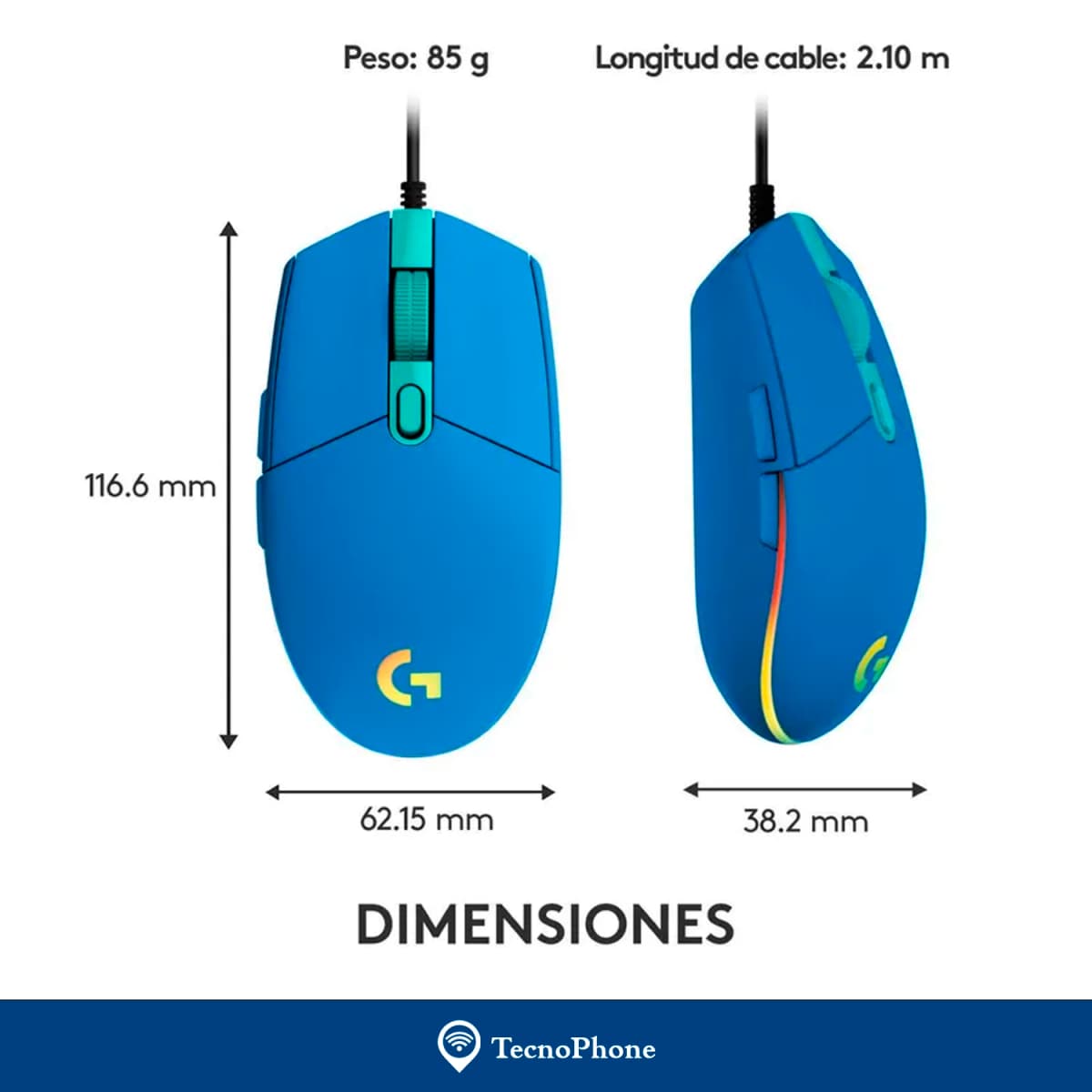 Logitech G203 Mouse Gaming USB 8000 dpi 6 Botones Azul LIGHTSYNC